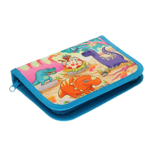 Пенал школьный на молнии, ткань 13×19.5 см «Динозаврики», 1 секция