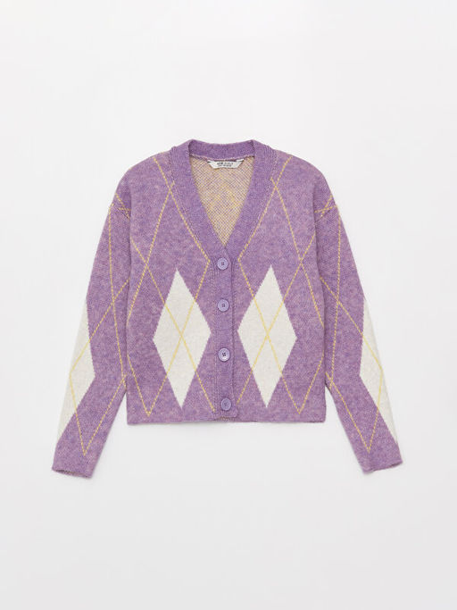 V Yaka Desenli Uzun Kollu K?z ?ocuk Triko H?rka - Waikiki фото 3