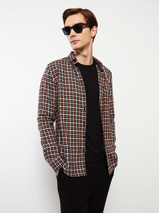 Slim Fit Uzun Kollu Ekose Erkek G?mlek