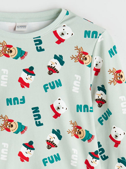 Bisiklet Yaka Y?lba?? Temal? Erkek ?ocuk Pijama Tak?m?