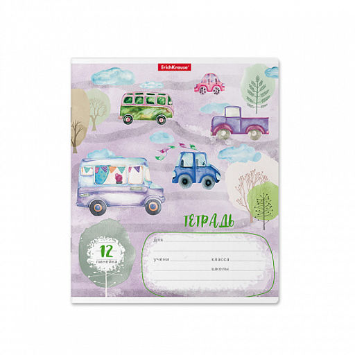 Цена за 280 шт. Тетрадь школьная ученическая ErichKrause Автопарк, 12 листов, линейка (в плёнке по 10 шт.) фото 5