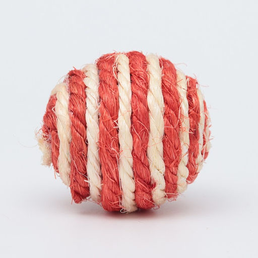Цена за 2 шт. Шарик для кошек из сизали, 4.5 см, белый/красный