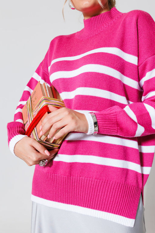 Джемпер KOKOdea POLOSANA ягода+белый  фото 6