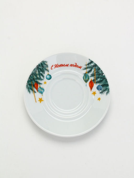 Чайная пара новогодняя С Новым годом! Новогодние игрушки, 220 мл, кружка, блюдце