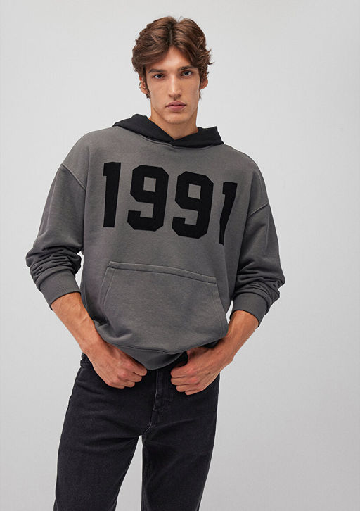 1991 Bask?l? Gri Sweatshirt - Mavi фото 2
