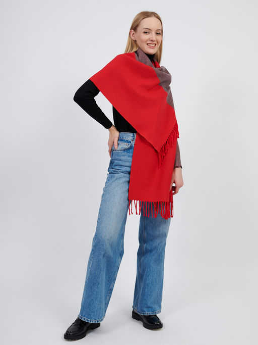 в составе шерсть Большой, мягкий, теплый двусторонний палантин с рисунком в стиле арт-деко. - Tantino фото 3