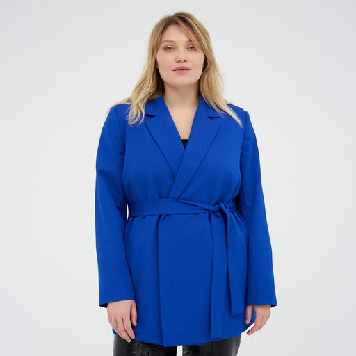 Пиджак женский с поясом MIST plus-size, размер 52, синий