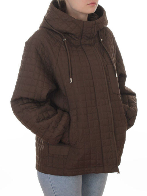 8039 BROWN Куртка стеганная демисезонная женская (100 гр. холлофайбер)