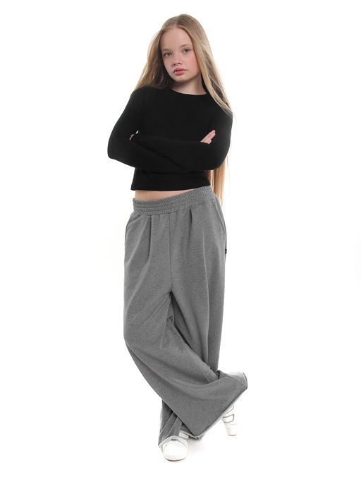 Лонгслив трикотажный спортивный с вырезом для пальца 22-7695 черный - Mini maxi фото 12