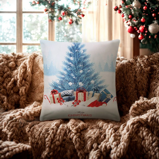 Наволочка декоративная новогодняя «Этель. Christmas» 40×40 см, бело-голубая