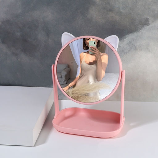 Зеркало с подставкой «Кошка» 16.5×22×11.7 см, (d=14.5 см), МИКС