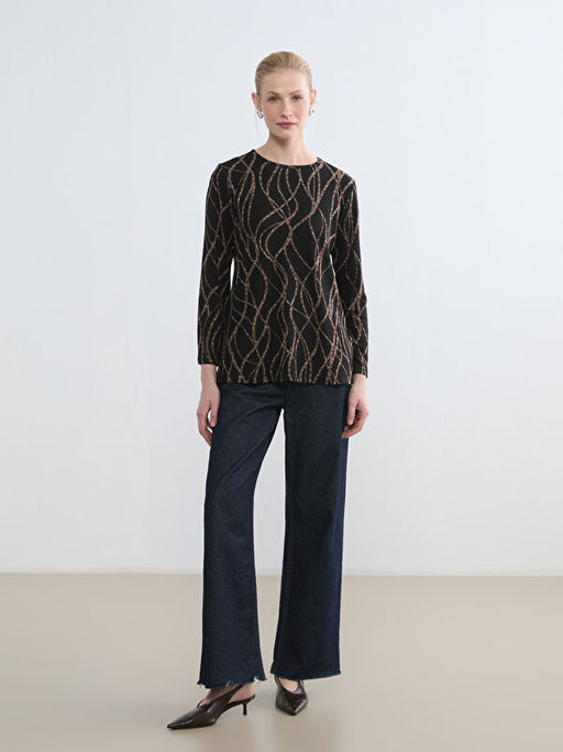 Bisiklet Yaka Desenli Bluz