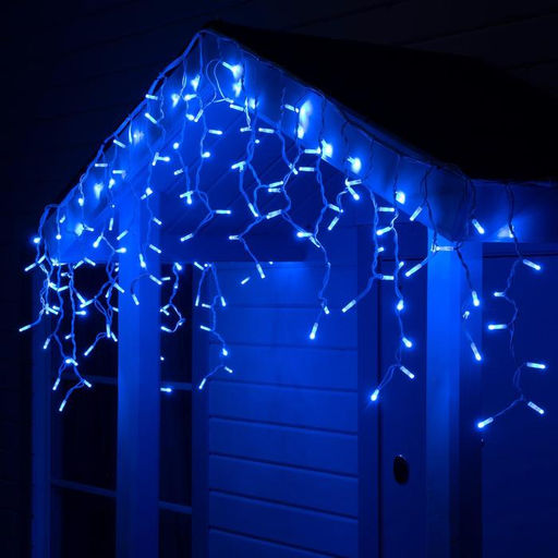 Гирлянда «Бахрома» 3×0.6 м, IP65, УМС, белая нить каучук, 108 LED, свечение синее, 220 В