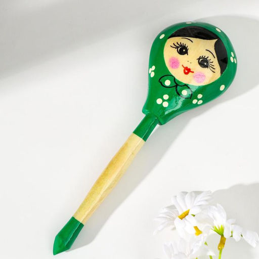 Ложка деревянная «Матрёшка», полубаская, 19×6 см, МИКС