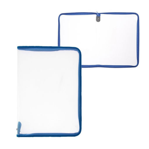 Папка пластиковая А4, 325 х 230 х 25 мм, молния вокруг, Calligrata Офис, ПМ-А4-01, 0.5 мм, прозрачная, синяя  фото 2