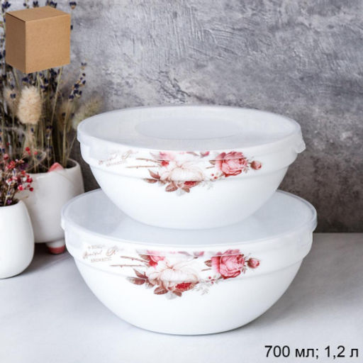 Салатник с крышкой 2 предмета / GRAY-SW2A (6916) /уп 18/ серия Чайная роза