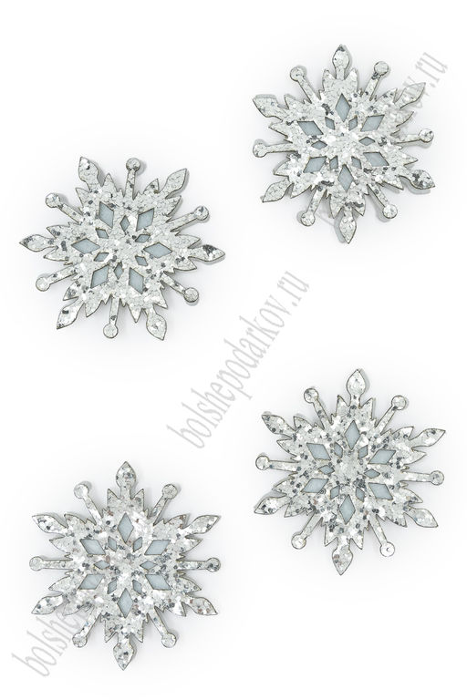 Лазерная вырубка из кожзама "Снежинка" 4,5*5 см (10 шт) несклеенная №2