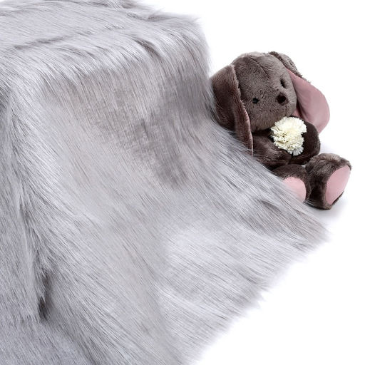 Цена за 51 шт. Ткань для рукоделия и шитья, мех длинноворсовой на трикотажной основе, ширина 155 см, светло-серая