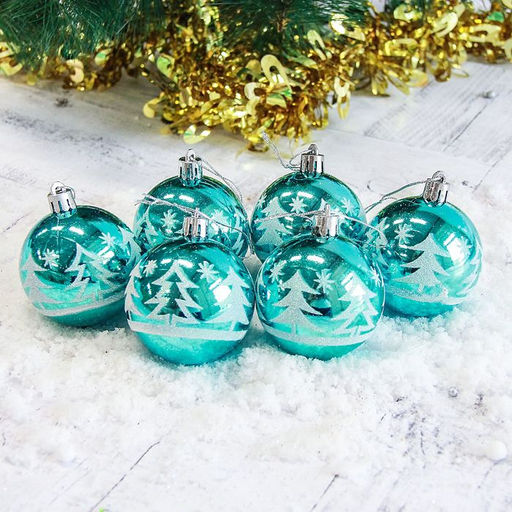 Ёлочные игрушки Ёлочки в лесу, шары новогодние, набор d=6 см, 6 шт.