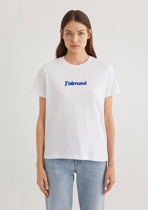 Mavi Bask?l? Beyaz Tisort  фото 4