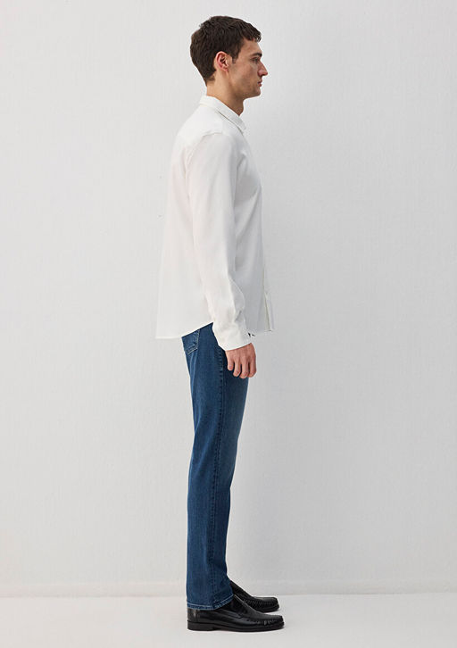 Beyaz Tencel TM Lyocell Gomlek - Mavi фото 4