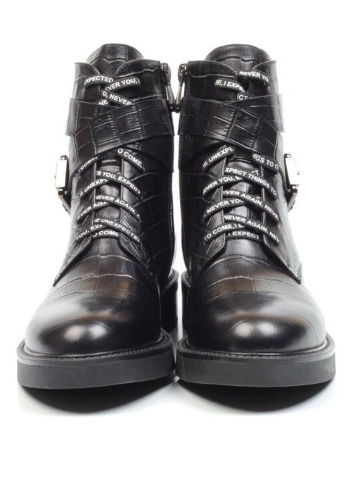 01-CH8361-21B100M BLACK Ботинки демисезонные женские (натуральная кожа, байка)