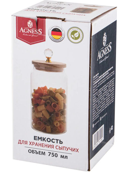 ЕМКОСТЬ ДЛЯ СЫПУЧИХ ПРОДУКТОВ AGNESS KRISTALL 800 МЛ ДИАМЕТР=9 СМ. ВЫСОТА=19 СМ ЦВЕТ:ПРОЗРАЧНЫЙ  фото 7