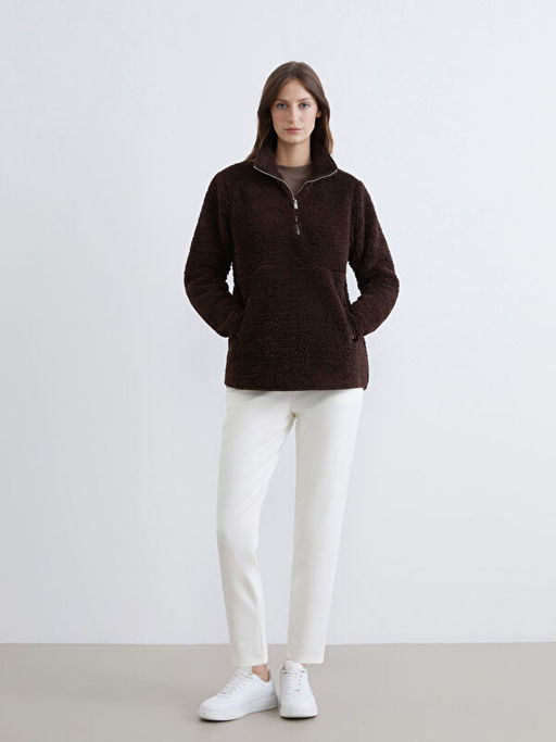 Dik Yaka Kad?n Pel?? Sweatshirt