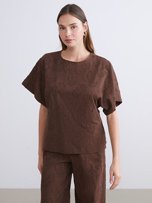 Bisiklet Yaka Desenli Bluz