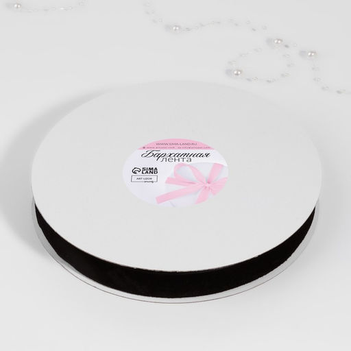 Лента бархатная, 20 мм, 181 м, чёрная №03 - Арт узор фото 2