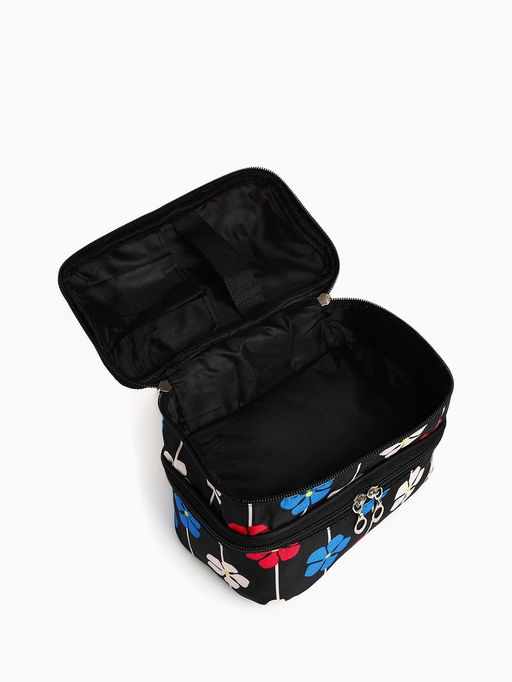 Косметичка - органайзер на молнии, с отделами, с рисунком, чёрная