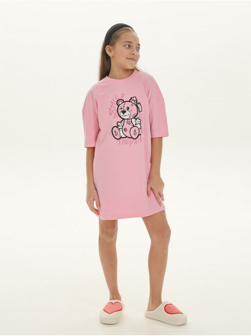 Платье домашнее Мишка розовый девочка - София фото 2