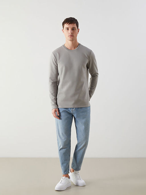 Bisiklet Yaka Uzun Kollu Erkek Sweatshirt