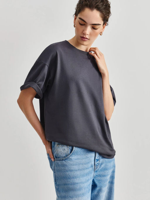Футболка свободного кроя из хлопка OVERSIZE0826-39 / Zarina  фото 7