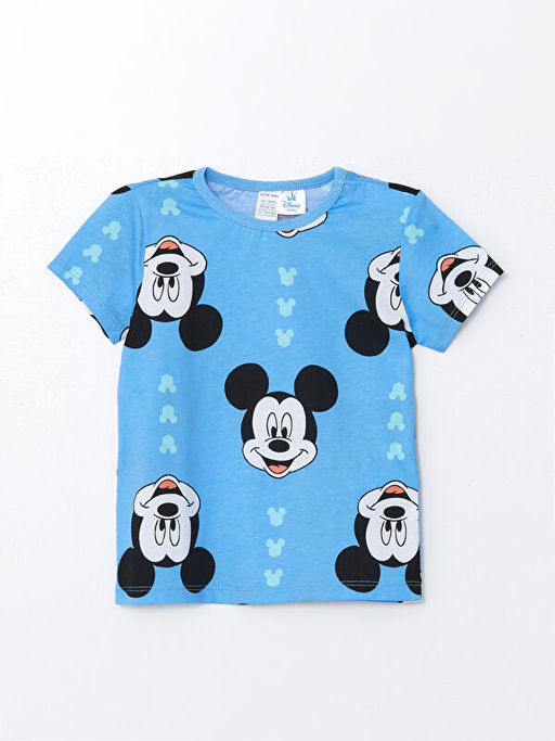 Bisiklet Yaka K?sa Kollu Mickey Mouse Bask?l? Erkek Bebek ?ortlu Pijama Tak?m? - Waikiki фото 2
