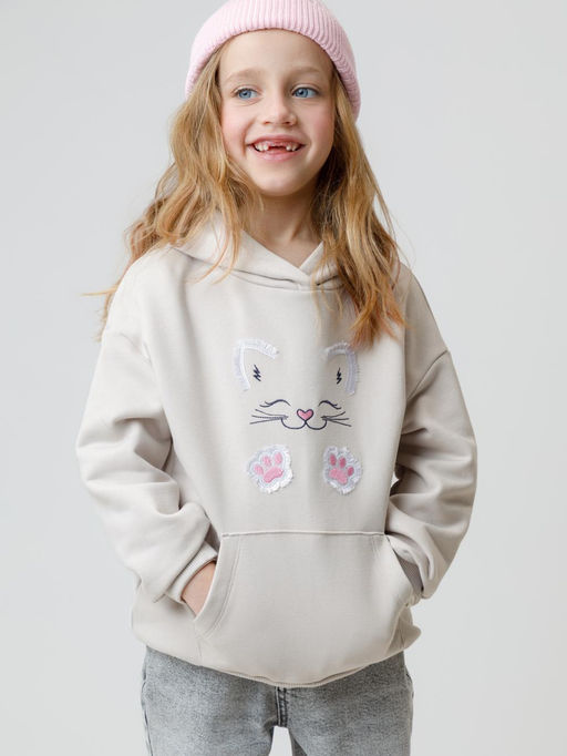 КР 302857/бежевый 4002 к609 джемпер (худи) для дев