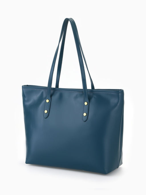 Сумка-шопер женская на молнии, размер 30.5×12×27 см, однотонная, синяя