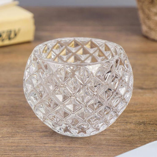 Стеклянный подсвечник на 1 свечу «Кристаллы», 6×6×6 см