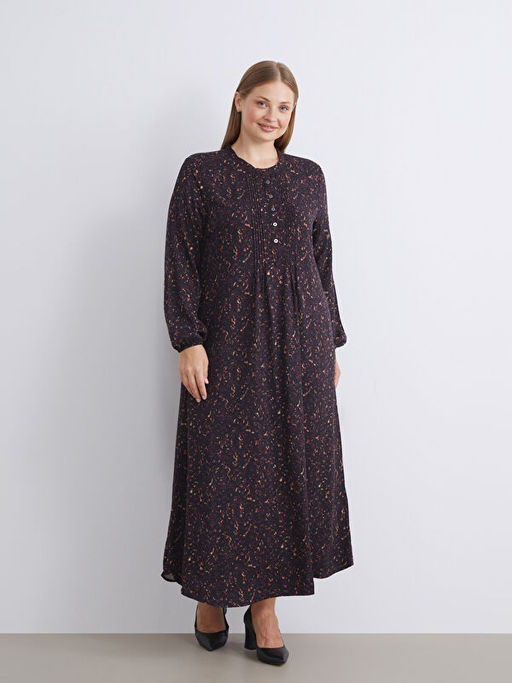 Hakim Yaka Desenli A Kesim Elbise