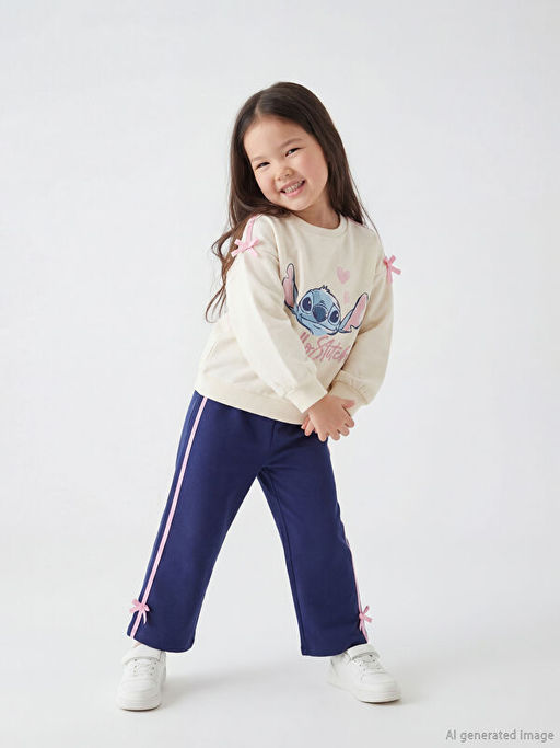 Lilo & Stitch Bask?l? K?z ?ocuk Sweatshirt ve E?ofman Alt?