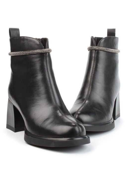 04-M3-840 BLACK Ботильоны зимние женские (натуральная кожа, натуральный мех)