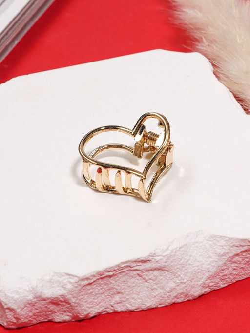 Цена за 6 шт. Крабик для волос «Маргарита», сердце, 2.5 см, золото