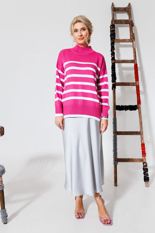 Джемпер KOKOdea POLOSANA ягода+белый  фото 4