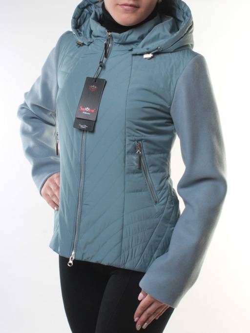 M-7036 GRAY/BLUE Куртка кашемировая женская (100 гр. синтепон) - Фабричный китай фото 3