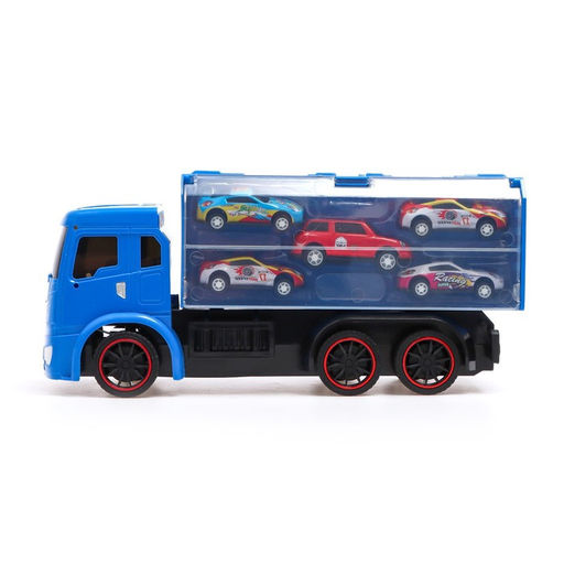Грузовик радиоуправляемый Автовоз, с 5 машинками, работает от аккумулятора, цвет синий - АвтоГрад фото 2