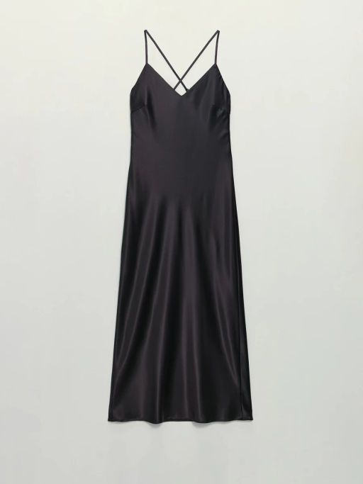 Атласное платье миди на бретелях / Zarina