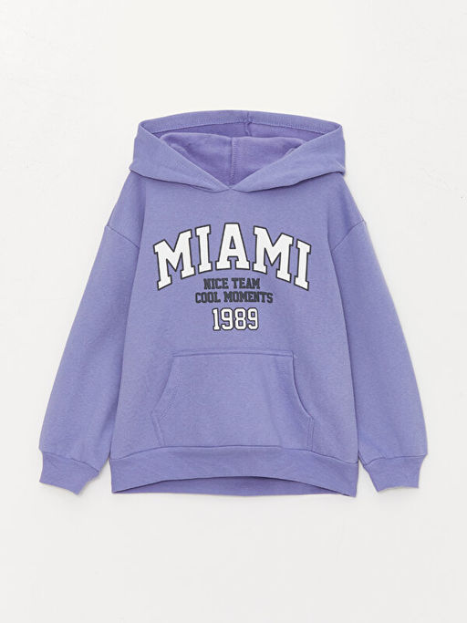 Bask?l? Uzun Kollu K?z ?ocuk Hoodie - Waikiki фото 3