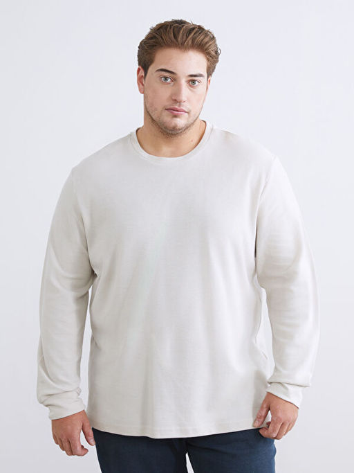 B?y?k Beden Bisiklet Yaka Erkek Sweatshirt