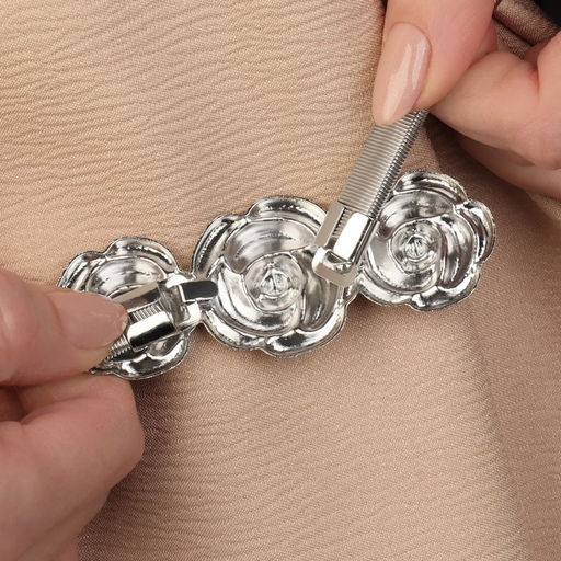 Подхват для штор Розы, 8,7 3,5 см, 23,5 см, цвет серебряный - Арт узор фото 5