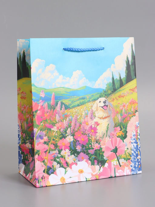 Пакет подарочный ламинированный «Поле цветов», 18×22.3×10 см